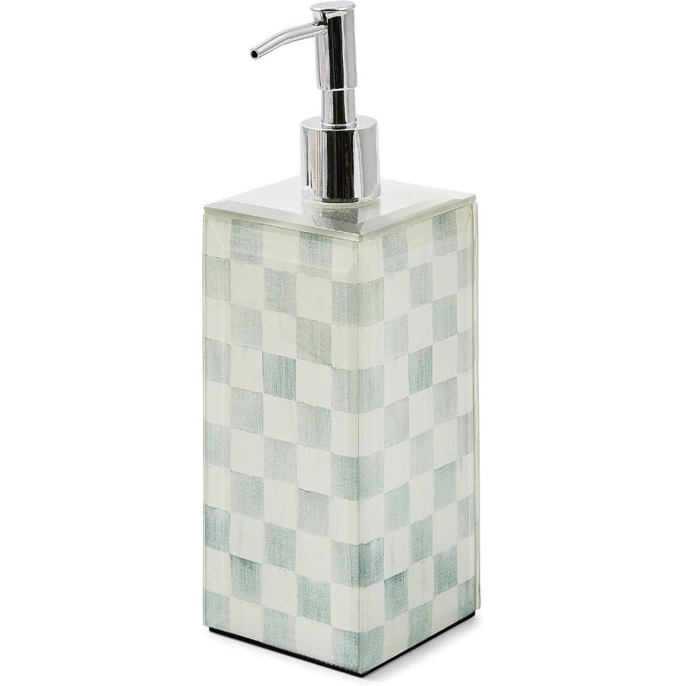 image:imageMACKENZIECHILDS Glass Soap Pump Liquid Soap Dispenser GrayandWhite Sterling Check