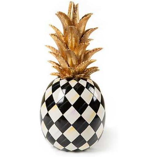 image:imageMACKENZIECHILDS Pineapple Sculpture Faux Fruit Decor for Home PinkandWhite Rosy CheckBlack and White