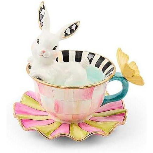 image:imageMACKENZIECHILDS Teacup Bunny Cute Bunny Cup Figurine Decorative Easter Rabbit Figurine Frolic SpringFrolic Spring
