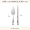 MACKENZIE-CHILDS 2-Piece Bistro Cake Serving Set, Stainless-Steel Cake Spatula and Knife, Gray-and-White Sterling Check(Courtly Check)