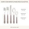 MACKENZIE-CHILDS 5-Piece Bistro Place Setting, Dishwasher-Safe Flatware Set, Gray-and-White Sterling Check(Courtly Check)