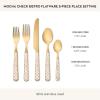 MACKENZIE-CHILDS 5-Piece Bistro Place Setting, Dishwasher-Safe Flatware Set, Gray-and-White Sterling Check(Mocha Check)