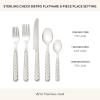 MACKENZIE-CHILDS 5-Piece Bistro Place Setting, Dishwasher-Safe Flatware Set, Gray-and-White Sterling Check(Sterling Check)