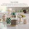MACKENZIE-CHILDS Coffee French Press, Glass French-Press Coffee Maker, 32-Ounce Capacity, Gray-and-White Sterling Check(Emerald Check)