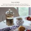 MACKENZIE-CHILDS Coffee French Press, Glass French-Press Coffee Maker, 32-Ounce Capacity, Gray-and-White Sterling Check(Sterling Check)
