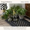 MACKENZIE-CHILDS Fergal the Frog with Butterfly Garden Decor, Outdoor Whimsical Decor for Yard, 15 Inches, Black-and-White Courtly Check and Stripe