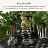 MACKENZIE-CHILDS Fergal the Frog with Butterfly Garden Decor, Outdoor Whimsical Decor for Yard, 15 Inches, Black-and-White Courtly Check and Stripe