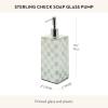 MACKENZIE-CHILDS Glass Soap Pump, Liquid Soap Dispenser, Gray-and-White Sterling Check