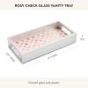 MACKENZIE-CHILDS Glass Vanity Tray, Decorative Bathroom Tray, Gray-and-White Sterling Check(Rosy Check)