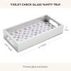 MACKENZIE-CHILDS Glass Vanity Tray, Decorative Bathroom Tray, Gray-and-White Sterling Check(Violet Check)