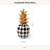 MACKENZIE-CHILDS Pineapple Sculpture, Faux Fruit Decor for Home, Pink-and-White Rosy Check(Black and White)