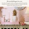MACKENZIE-CHILDS Pineapple Sculpture, Faux Fruit Decor for Home, Pink-and-White Rosy Check(Rosy)