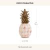 MACKENZIE-CHILDS Pineapple Sculpture, Faux Fruit Decor for Home, Pink-and-White Rosy Check(Rosy)