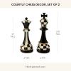 MACKENZIE-CHILDS Set of 2 Chess Figurines, Resin Living-Room Decor, Black-and-White Courtly Check and Stripe