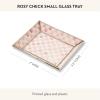 MACKENZIE-CHILDS Small Glass Tray, Decorative Catchall Trinket Dish, Gray-and-White Sterling Check(Rosy Check)