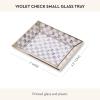 MACKENZIE-CHILDS Small Glass Tray, Decorative Catchall Trinket Dish, Gray-and-White Sterling Check(Violet Check)