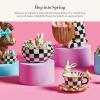 MACKENZIE-CHILDS Teacup Bunny, Cute Bunny Cup Figurine, Decorative Easter Rabbit Figurine, Frolic Spring(Pink)