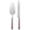MACKENZIE-CHILDS 2-Piece Bistro Cake Serving Set, Stainless-Steel Cake Spatula and Knife, Gray-and-White Sterling Check(Courtly Check)