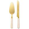 MACKENZIE-CHILDS 2-Piece Bistro Cake Serving Set, Stainless-Steel Cake Spatula and Knife, Gray-and-White Sterling Check(Rosy Check)