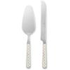 MACKENZIE-CHILDS 2-Piece Bistro Cake Serving Set, Stainless-Steel Cake Spatula and Knife, Gray-and-White Sterling Check(Sterling Check)