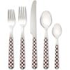 MACKENZIE-CHILDS 5-Piece Bistro Place Setting, Dishwasher-Safe Flatware Set, Gray-and-White Sterling Check(Courtly Check)