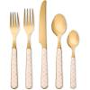 MACKENZIE-CHILDS 5-Piece Bistro Place Setting, Dishwasher-Safe Flatware Set, Gray-and-White Sterling Check(Rosy Check)