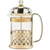 MACKENZIE-CHILDS Coffee French Press, Glass French-Press Coffee Maker, 32-Ounce Capacity, Gray-and-White Sterling Check(Courtly Check)