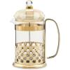 MACKENZIE-CHILDS Coffee French Press, Glass French-Press Coffee Maker, 32-Ounce Capacity, Gray-and-White Sterling Check(Mocha Check)
