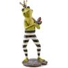 MACKENZIE-CHILDS Fergal the Frog with Butterfly Garden Decor, Outdoor Whimsical Decor for Yard, 15 Inches, Black-and-White Courtly Check and Stripe