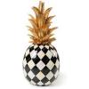 MACKENZIE-CHILDS Pineapple Sculpture, Faux Fruit Decor for Home, Pink-and-White Rosy Check(Black and White)