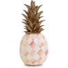 MACKENZIE-CHILDS Pineapple Sculpture, Faux Fruit Decor for Home, Pink-and-White Rosy Check(Rosy)