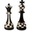 MACKENZIE-CHILDS Set of 2 Chess Figurines, Resin Living-Room Decor, Black-and-White Courtly Check and Stripe