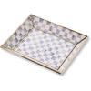 MACKENZIE-CHILDS Small Glass Tray, Decorative Catchall Trinket Dish, Gray-and-White Sterling Check(Violet Check)