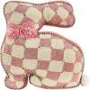 MACKENZIE-CHILDS Throw Pillow, Decorative Cotton Pillow for Spring or Easter Decor, 15×12, Pink Beaded Bunny Shape