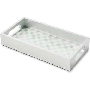 MACKENZIE-CHILDS Glass Vanity Tray, Decorative Bathroom Tray, Gray-and-White Sterling Check(Sterling Check)