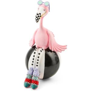 MACKENZIE-CHILDS Patience Brewster Mini Figures, Handmade Spring Bird Decor, Sheila Flamingo on Ball