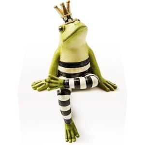 MACKENZIE-CHILDS Resin Ledge Sitter, Cute Frog Figurine for Home and Shelf Decor, Fergal The Frog