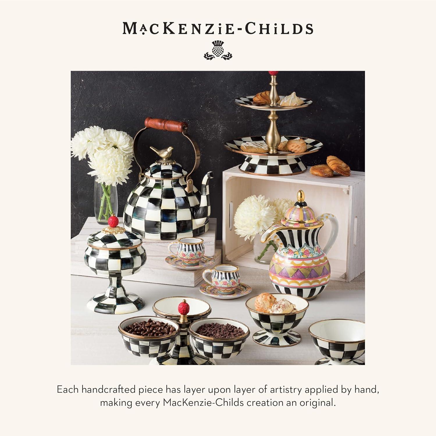 image:imageMACKENZIECHILDS Practical Enamel Pitcher with Spout Drink Pitcher for Iced Tea or Water Flower Vase Medium GreenandWhite Emerald CheckCourtly Check