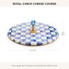 MACKENZIE-CHILDS Cheese Course, Cute Cheese Board and Serving Board for Charcuterie, Green-and-White Emerald Check(Blue)