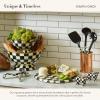 MACKENZIE-CHILDS Cheese Course, Cute Cheese Board and Serving Board for Charcuterie, Green-and-White Emerald Check(Courtly Check)