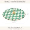 MACKENZIE-CHILDS Cheese Course, Cute Cheese Board and Serving Board for Charcuterie, Green-and-White Emerald Check(Emerald Check)