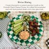 MACKENZIE-CHILDS Cheese Course, Cute Cheese Board and Serving Board for Charcuterie, Green-and-White Emerald Check(Emerald Check)