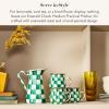 MACKENZIE-CHILDS Practical Enamel Pitcher with Spout, Drink Pitcher for Iced Tea or Water, Flower Vase, Medium, Green-and-White Emerald Check(Emerald Check)