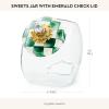MACKENZIE-CHILDS Sweets Jar with Enamel Lid, Small Glass Cookie Jar or Kitchen Jar, 0.5-Gallon Capacity, Green-and-White Emerald Check