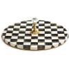 MACKENZIE-CHILDS Cheese Course, Cute Cheese Board and Serving Board for Charcuterie, Green-and-White Emerald Check(Courtly Check)