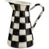 MACKENZIE-CHILDS Practical Enamel Pitcher with Spout, Drink Pitcher for Iced Tea or Water, Flower Vase, Medium, Green-and-White Emerald Check(Courtly Check)