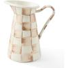 MACKENZIE-CHILDS Practical Enamel Pitcher with Spout, Drink Pitcher for Iced Tea or Water, Flower Vase, Medium, Green-and-White Emerald Check(Mocha Check)