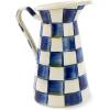 MACKENZIE-CHILDS Practical Enamel Pitcher with Spout, Drink Pitcher for Iced Tea or Water, Flower Vase, Medium, Green-and-White Emerald Check(Royal Check)