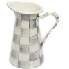 MACKENZIE-CHILDS Practical Enamel Pitcher with Spout, Drink Pitcher for Iced Tea or Water, Flower Vase, Medium, Green-and-White Emerald Check(Sterling Check)
