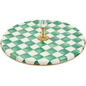 MACKENZIE-CHILDS Cheese Course, Cute Cheese Board and Serving Board for Charcuterie, Green-and-White Emerald Check(Emerald Check)